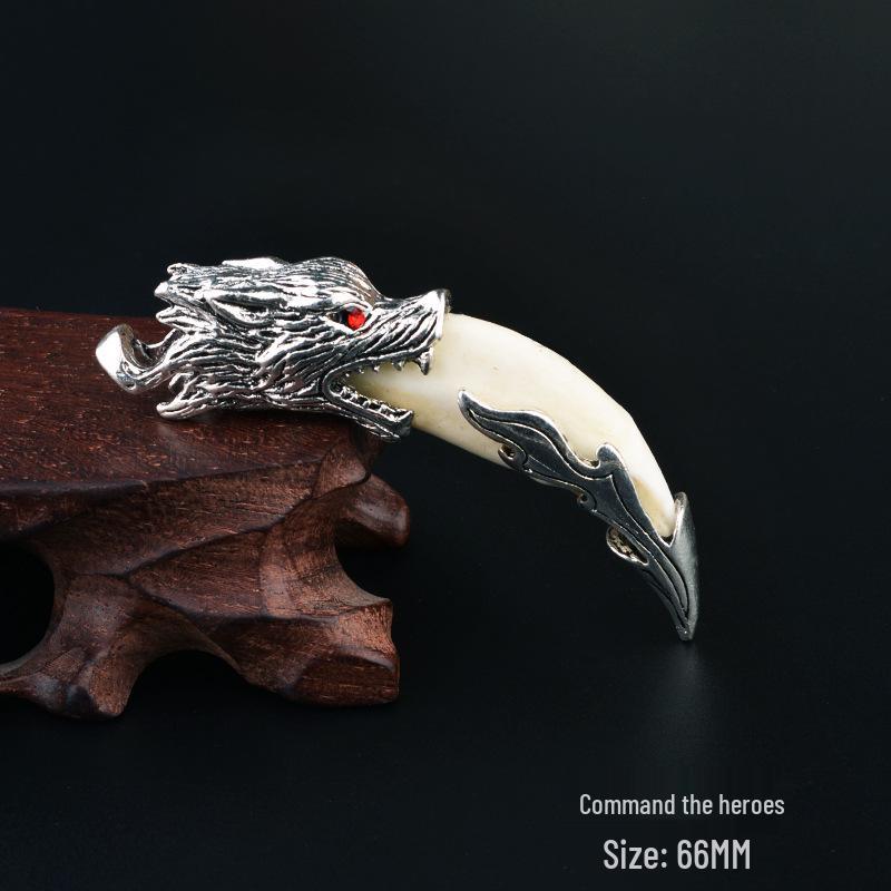 Sterling Silver Wolf Tooth Pendant Necklace: Real Wolf Dog Tooth Tip, Men's & Women's Retro Tibetan Silver Long Necklace.