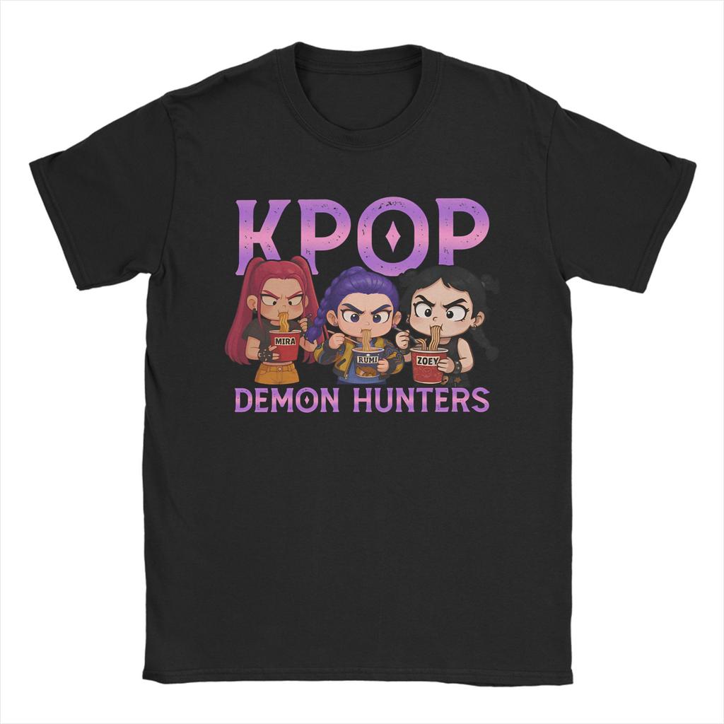 SAJA BOYS KPOP Demon Hunters Anime T-Shirt Summer Vintage T-Shirts Pure Cotton Fashion Tshirt For Adult Short Sleeve Casual Tops