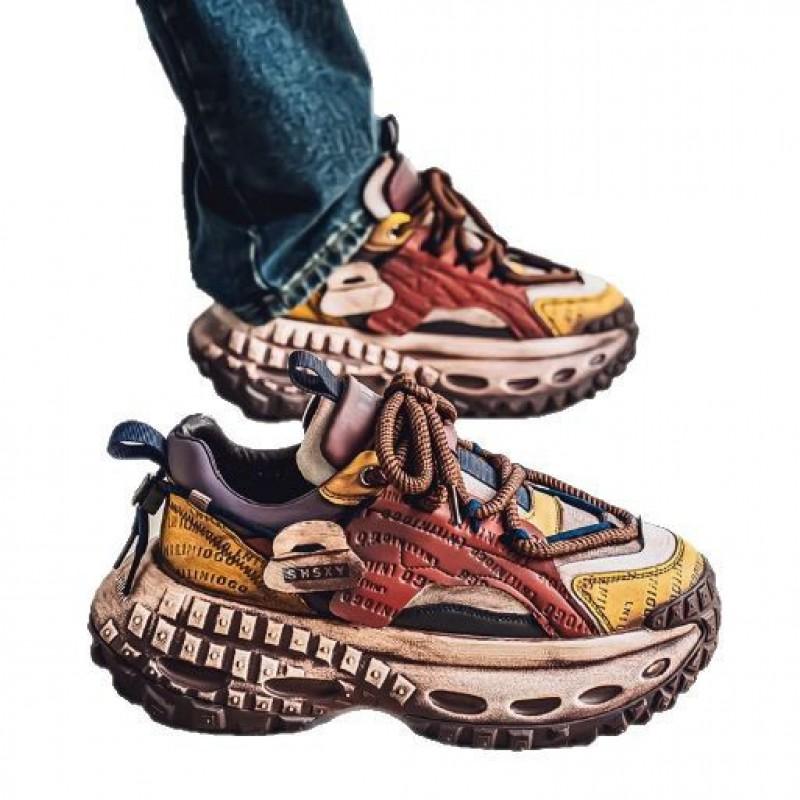Internet Famous Popular Men's Shoes Trendy Brands Niche Retro Worn Out Sports Leisure Thick Soled Height Increasing Dad