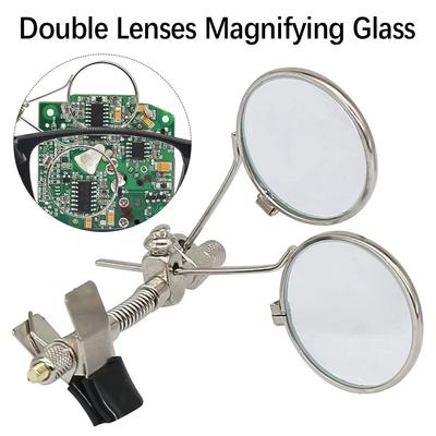 Professional Monocular Magnifier Clip Magnifier Stainless Steel Double Lenses Magnifying Glass