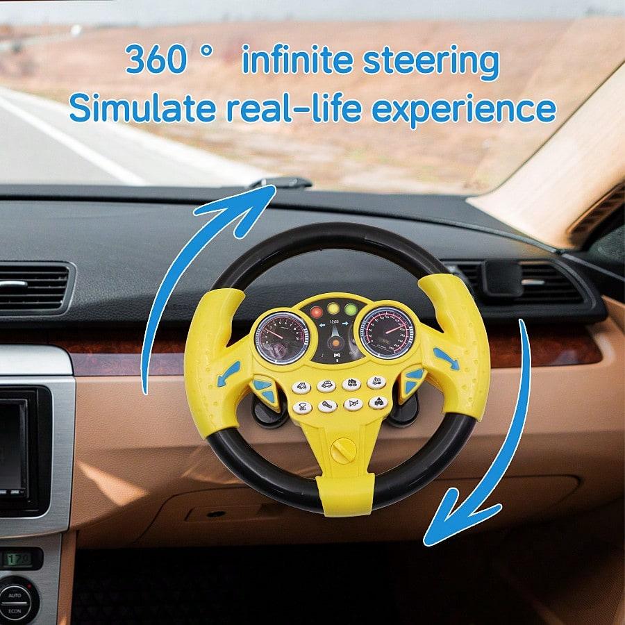 1pc Kids Simulated Driving Controller, Interactive Car Steering Wheel Toy, Educational Activity Gift, ABS Resin, Assorted Colors,No Batteries Included