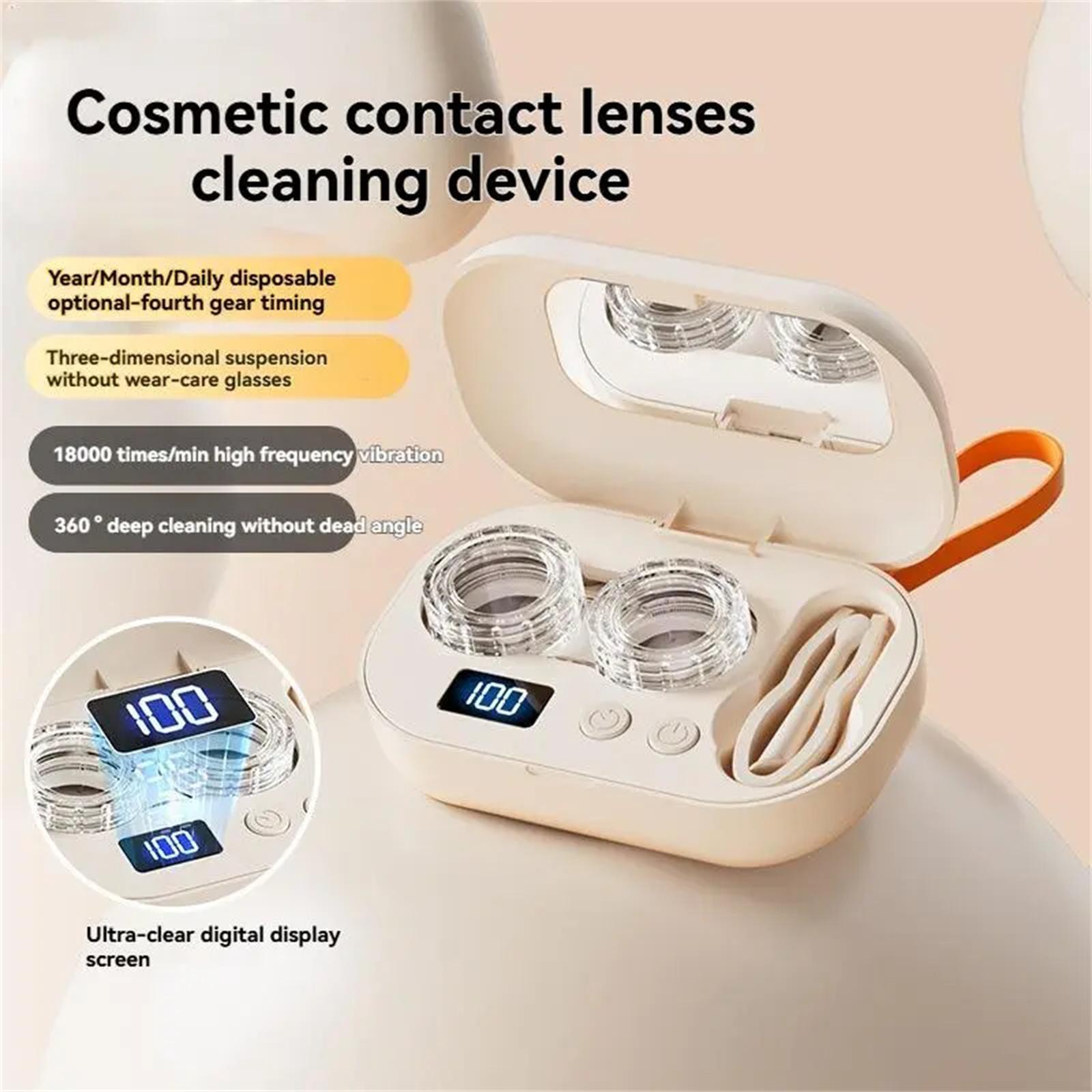 

Cleaner Rechargeable Eye Cleaner With Vanity Mirror Compact Lens Cleaner With Two Cleaning Modes Fits Hard, Soft One Size