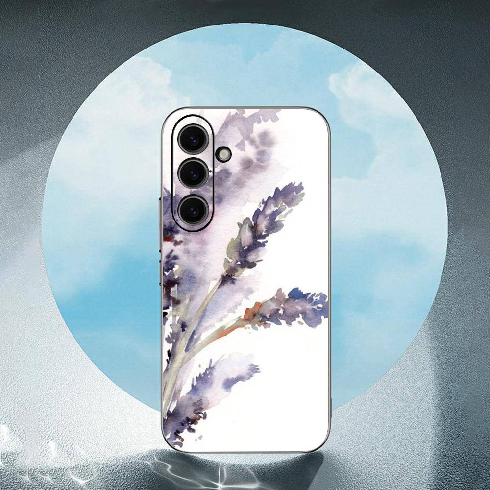 Beautiful purple flower lavender For Samsung Galaxy S25 S24 S23 Ultra S22 S21 Plus S20 Black Soft Silicone Protective Case