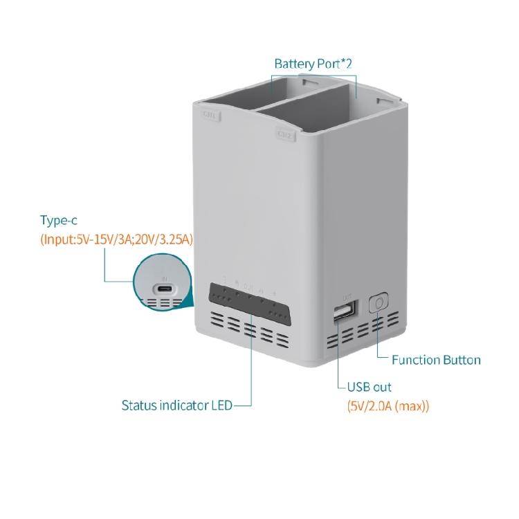 Double Slot 65W Chargers For Lito1/X1 Batteries Efficient Charging Dock Temperature Control Storage Mode Support