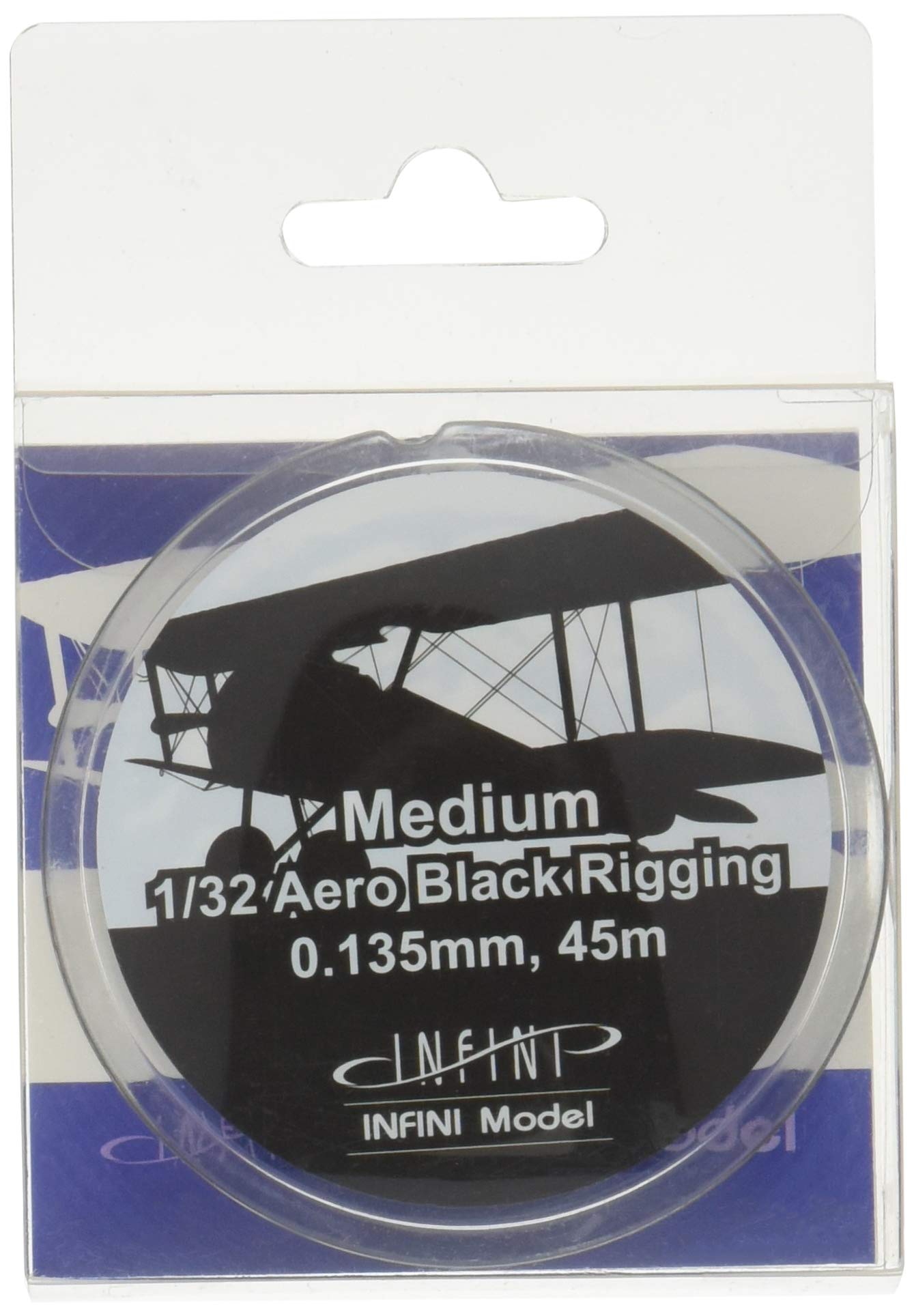 

Infinimodel Medium Aero Rigging, 0.135mm x 45m, Black, for 132 Scale Plastic Model Kits, IR3200