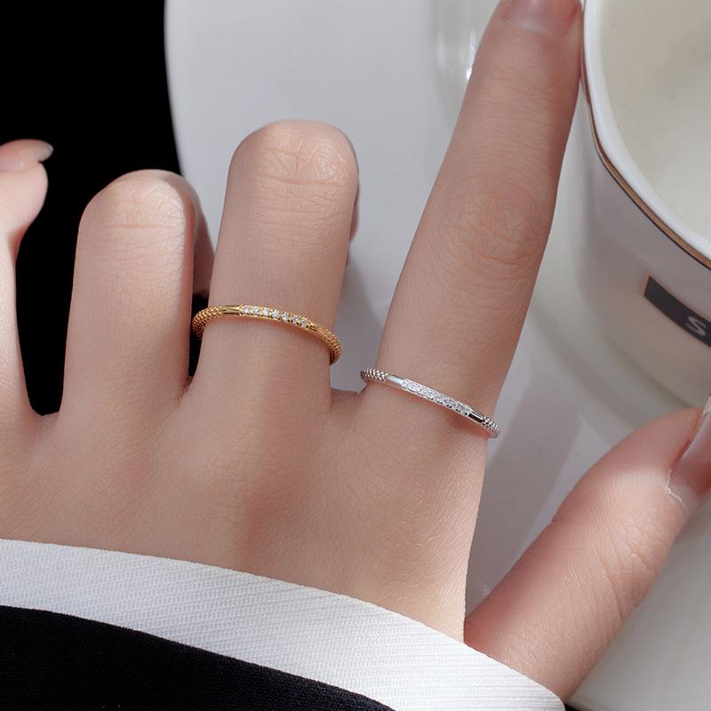 Banyan Tree Women's Simple Luxury S925 Silver Diamond Stackable Open Ring