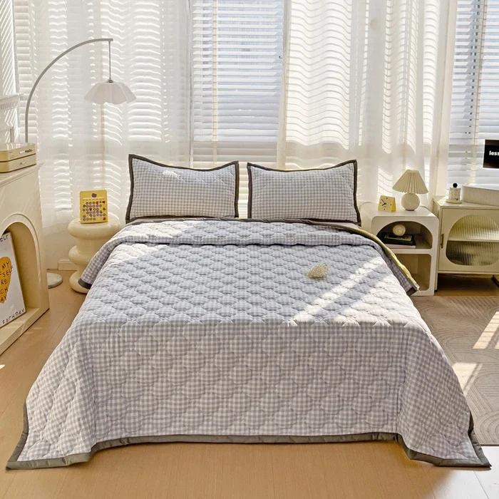 

2025 new Quilted Bedspread Plaid Style Bed Linen Thickened Bedsheet Home Blanket Skin-friendly Bed Cover (Pillowcase Need Order) only 2pcs pillowcase