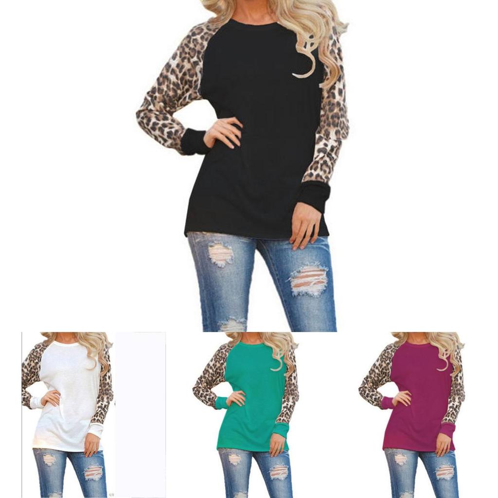 Plus Size Womens Long Sleeve Leopard T Shirts With Loose Casual Fit And Stylish Design