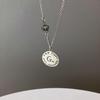 S925 Silver Retro Circle Necklace – Women's Elegant Clavicle Chain, Light Luxury Trendy Sweater Accessory