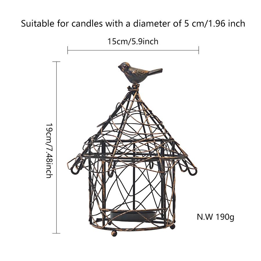 Outdoor Dual-use Wire Birdcage Hanging Basket Candlestick Garden Hanging Basin Decoration Hanging Bird Feeder for Outdoor Gifts