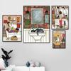 Lustige schwarze Katzen Dame Waschküche Drucke Poster Nordic Farbe Abstrakte Leinwand Malerei Wand Kunst Toilette Bilder Badezimmer Dekor