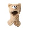 Children's cartoon bear hat girl baby autumn and winter Korean version imitation rabbit fur cute scarf integrated warm plush hat