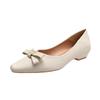 Square head low-heeled single shoes, shallow mouth, new women's shoes, soft leather, two bow-tied thick-heeled shoes.