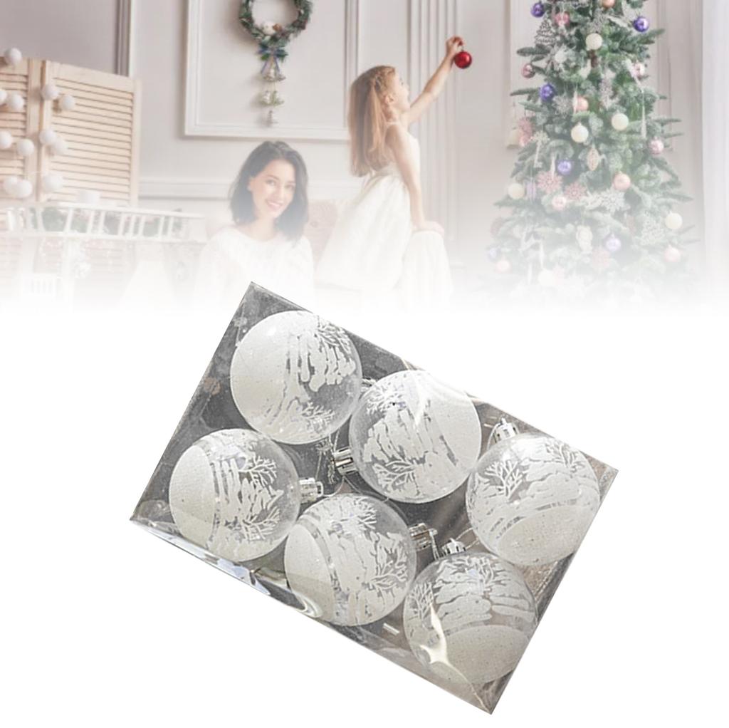 6 Pcs Xmas Ball Ornaments Set Snow Scene Shatterproof Transparent Acrylic Clear Xmas Balls Hanging