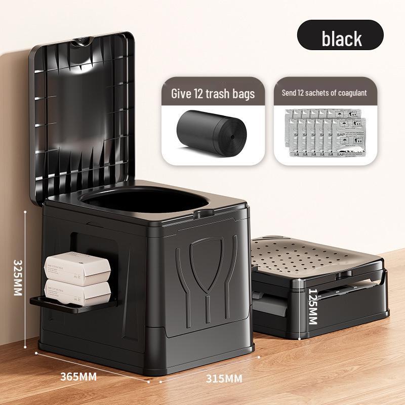 Portable Vehicle-Mounted Folding Toilet for Adults - Emergency, Camping, and Outdoor Use with Solidifier