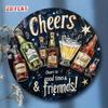 Metal Wall Art Round Wine Decor 7.8 Inch Gift for Friend Party