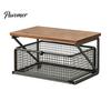 Dust Proof Storage Drawer Coffee Station Organizer with Drawer, Tiered Bar Organizer, Wooden Top Shelf, Pods Holder Wire Mesh Drawers for Tea