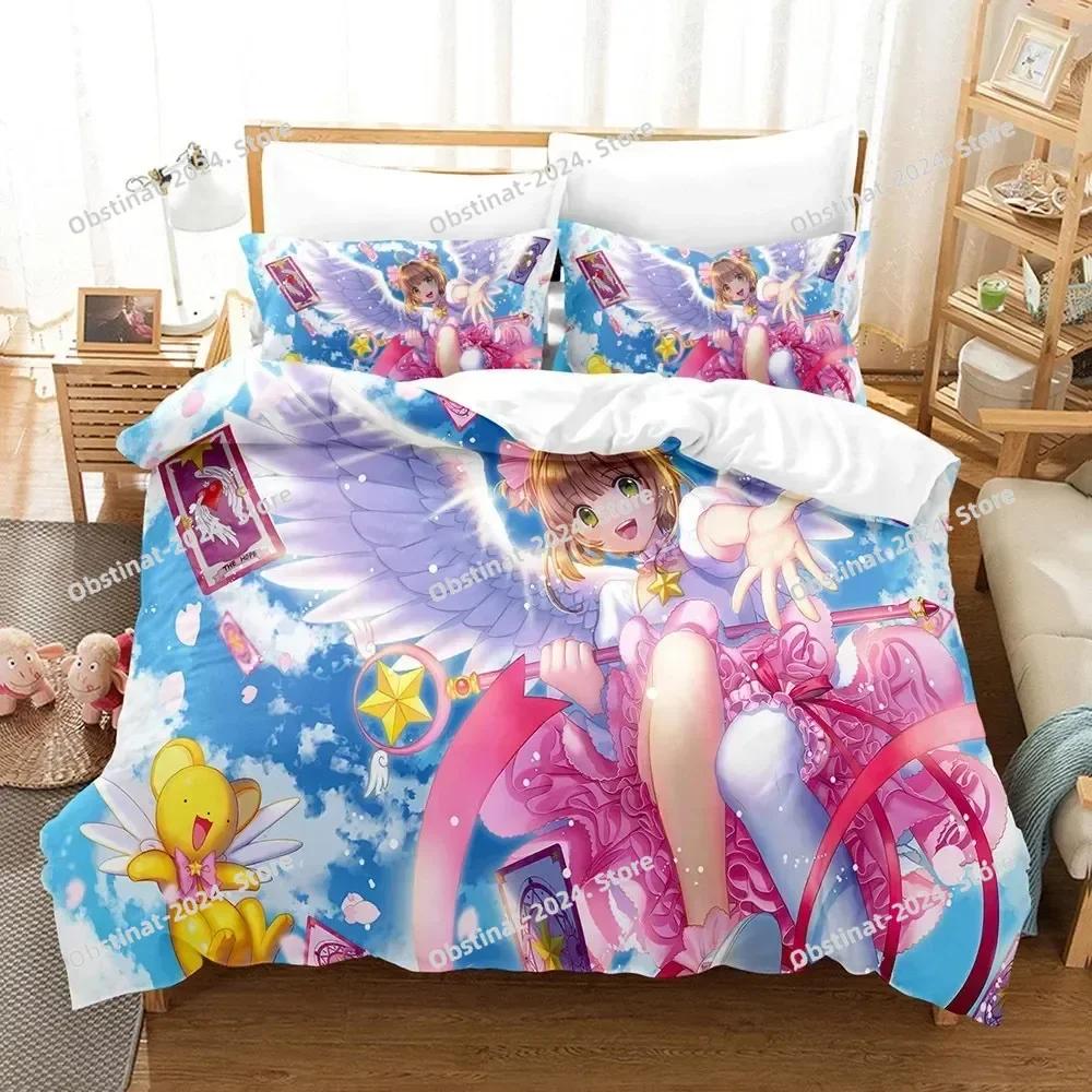 3D Cardcaptor Sakura Bettwäsche-Set Bedrucktes Bettwäsche-Set Mit Kissenbezug Bettbezug Weich Einzel Doppel Queen King Size Heimtextilien