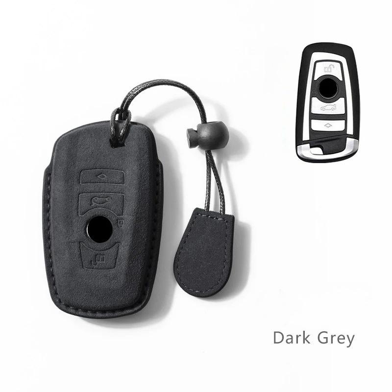 Suede Car Key Case Remote Cover Shell Holder Chain Keyring Fob For BMW 120i 225i 320i 330Li 1 2 3 Series I3 iX3 X3 X2 M3 M2 X3M