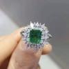 Huitan Elegant Green Cubic Zirconia Rings for Women AAA Crystal CZ Stone Wedding Anniversary Gift Stylish Lady's Party Jewelry