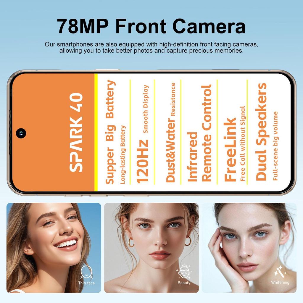 Spark 40 Android Smartphone, 16GB+1TB, 7.3-Inch Display, In Stock