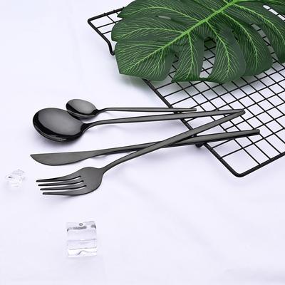 Mode Schwarz Geschirr Set Edelstahl Spiegel Poliert Besteck Set Messer Gabel Löffel Teelöffel Besteck Besteck Set