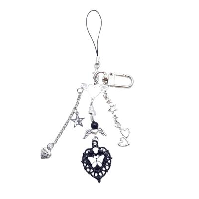 Y2K Phone Charm Pendant KeyChain For Bag Phone Cute Cross Heart Charm Women Girl Strap Lanyard Chain Keyring Backpack