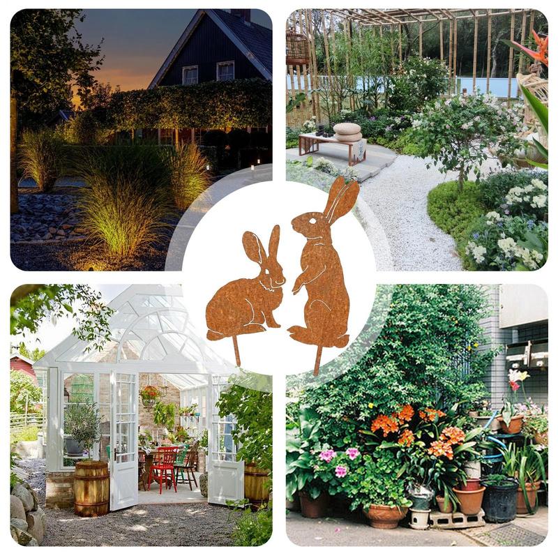 Metal Bunny Garden Stakes Garden Stakes Yard Signs Easter Bunny 2X Iron Indoor Outdoor Decor Easter Decorations for Outside