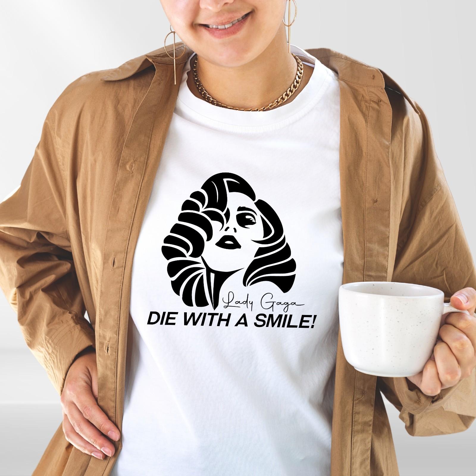 

Die With a Simle T Shirt Mens Womens Tees Top, Abstract Face Pop Art Tee for Music Fans S