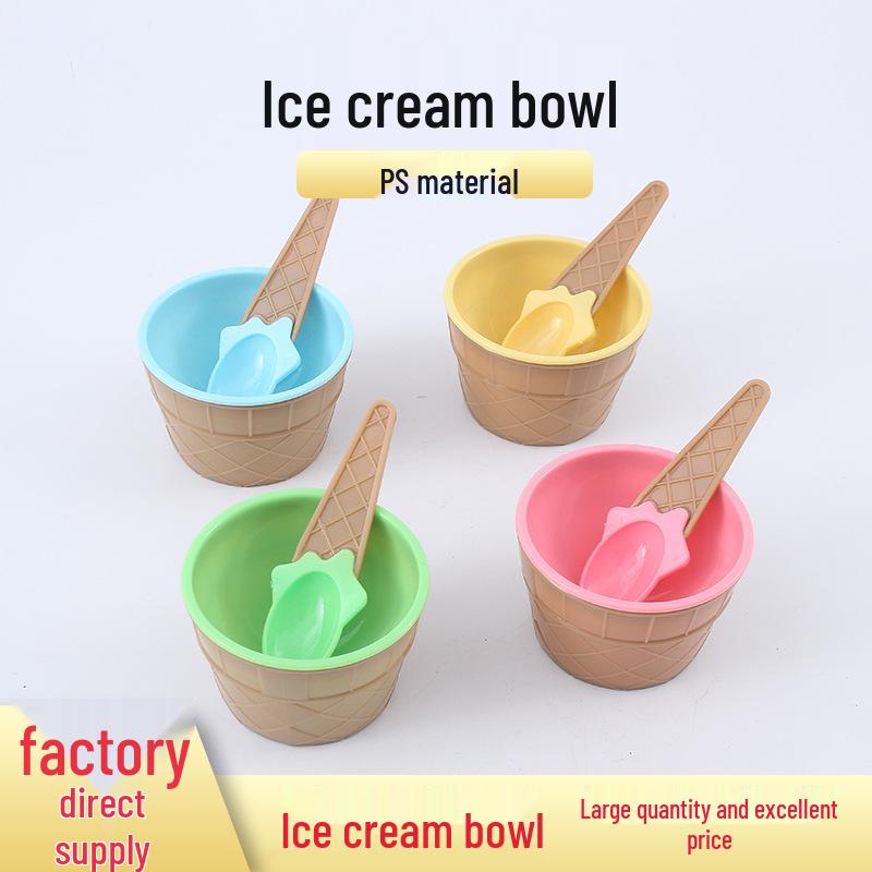 

Handmade Anti-Scald Ice Cream Mixing Bowl with Spoon for Kids Play and Daily Use зелений