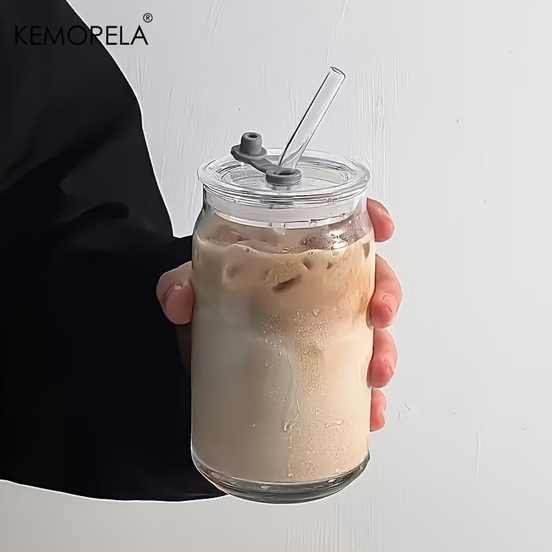 

1/2PCS High Borosilicate Glass Tumblers 500ML Shape Reusable and Cold and Heat Resistant Includes Straw and Lid for Milk Coffee 500ML