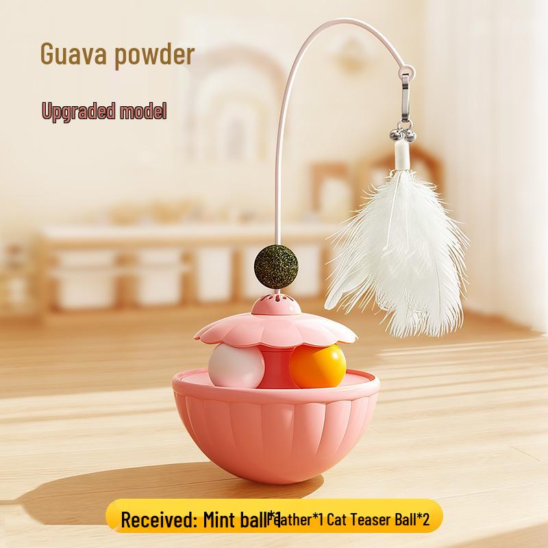 Kitten Feather Teaser Stick with Mint Ball & Wobbly Turntable