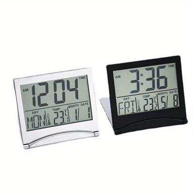 1Pc Digitaler Wecker Temperatur LCD Schreibtisch Platte Kalender Reise Schlummeruhr-67g
