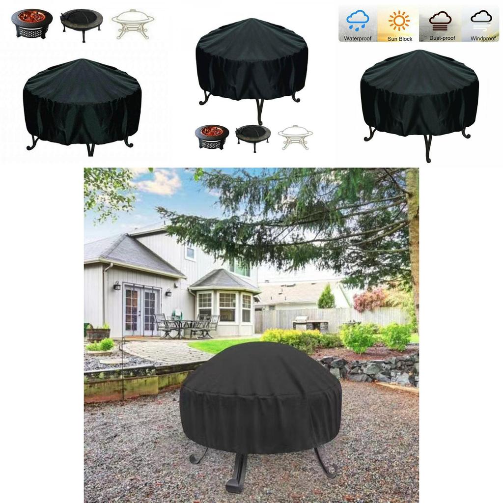 Fire Pit Cover With Rainproof Dustproof Uv Resistant Material For Outdoor Garden Bbq