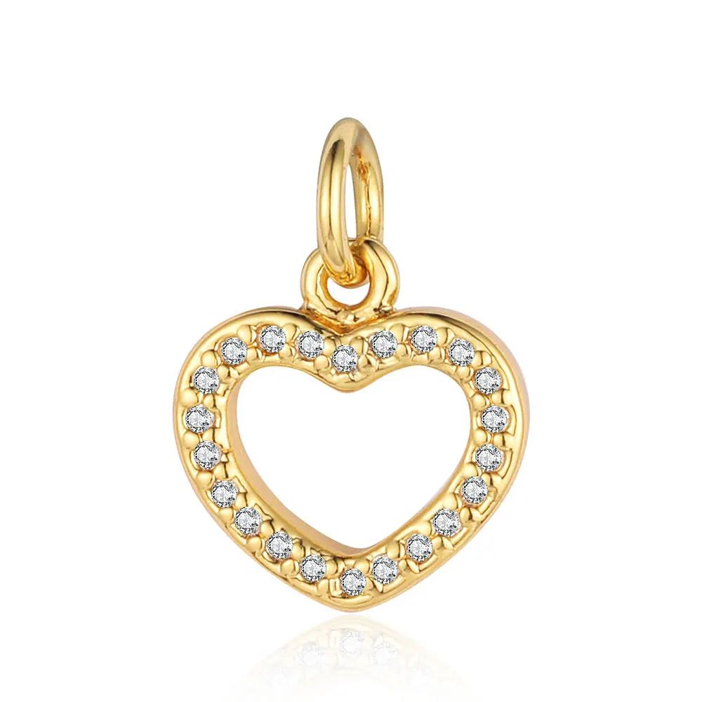 Bee Butterfly Copper Cubic Zirconia Heart Lock Love Charm Women Sun Star Necklace Pendant DIY Jewelry Charms