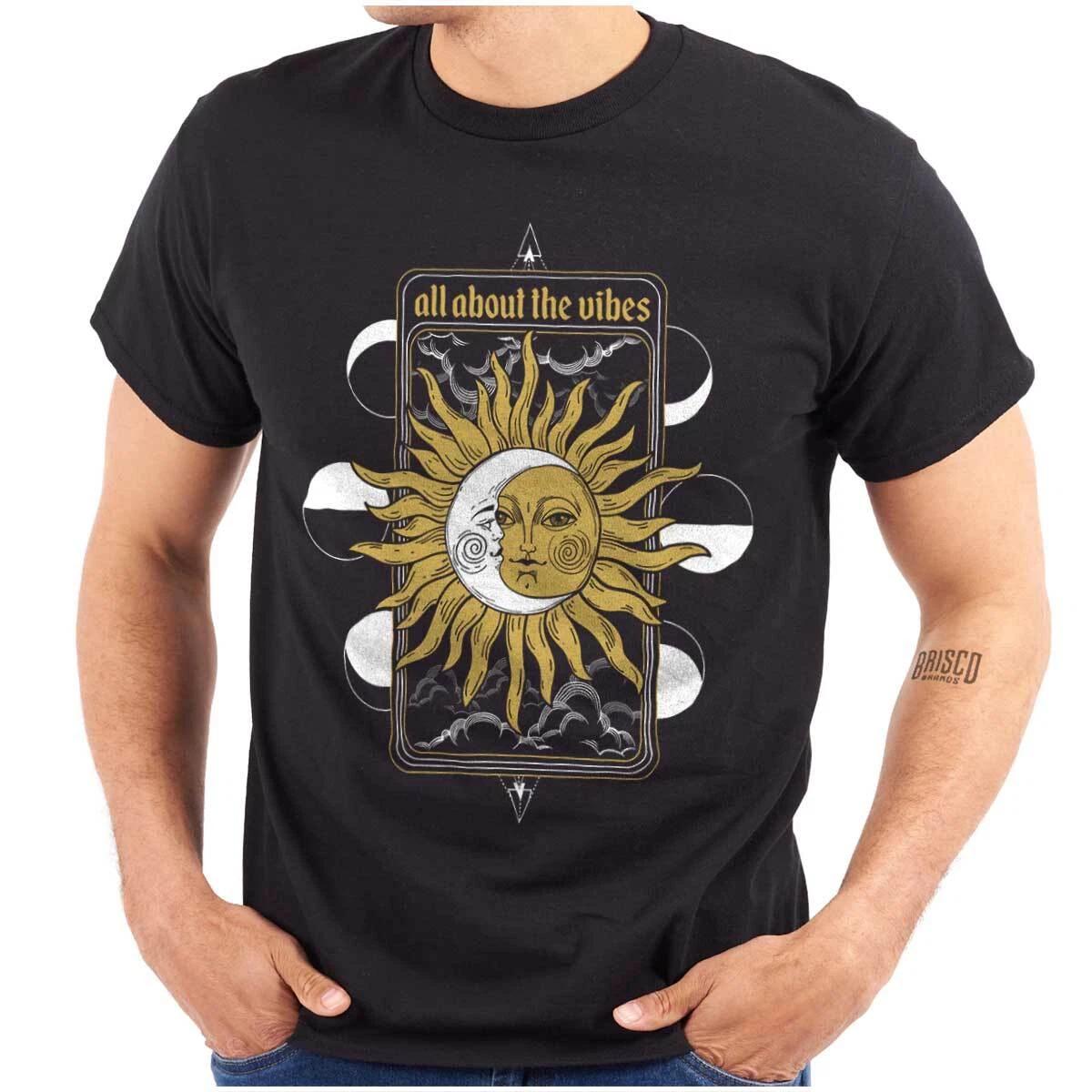 All About The Vibes Celestial Sun Moon Phase Womens or Mens Crewneck 100% Cotton T-shirt Mens Tees Top Tee XL
