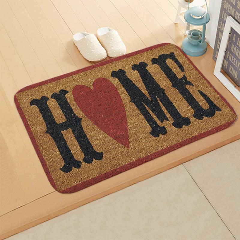 Fleece Door Mat Letter Printed Doormat Anti-slip Entrance Floor Mats for Bedroom Bathroom Carpet Rug