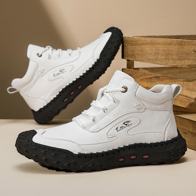 Hand-stitching Leather Men Boots Split Leather Casual Leather Shoes Men Ankle Boots