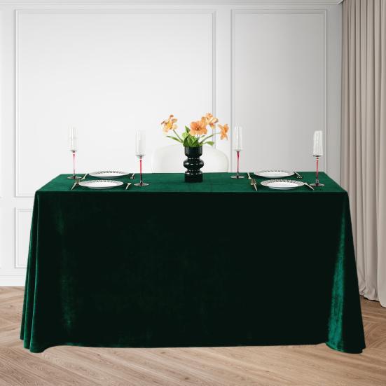 Tablecloth Oblong Shape Pure Color Easy Care Velvet Table Protection Banquets Party