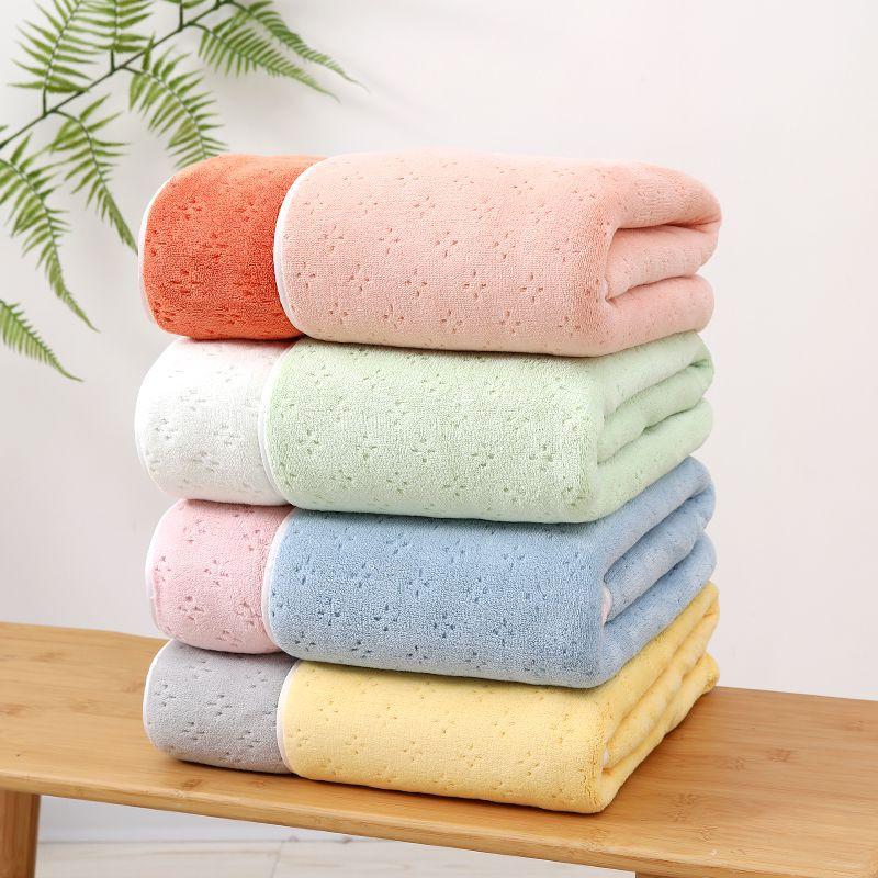 Two-color Bath Towel Coral Velvet Face Wash Towel Thickened Moisture-wicking Fast-dry Large Bath Towel Three-piece Set Couple Beach Wrap Towel