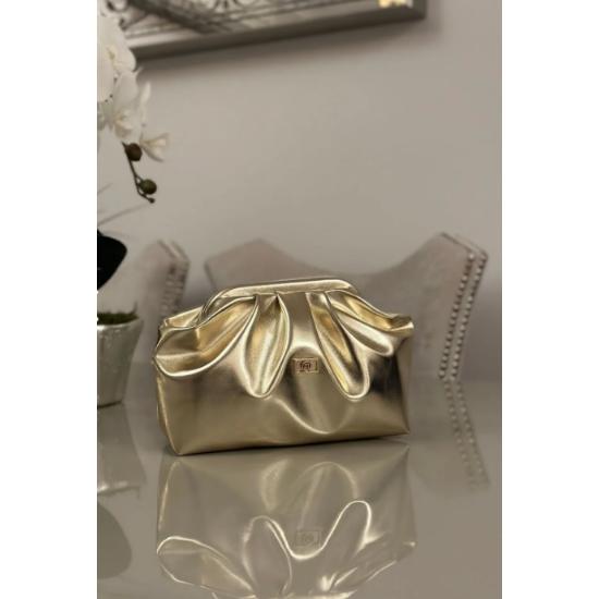 

Women s Gold Color Shiny Faux Leather Shoulder Clutch Daily and Evening Bag