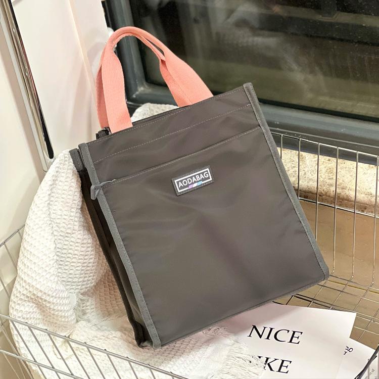 New large contrasting color portable lunch box bag, student carry bento bag at work, make-up bag, file bag, hand carry mommy