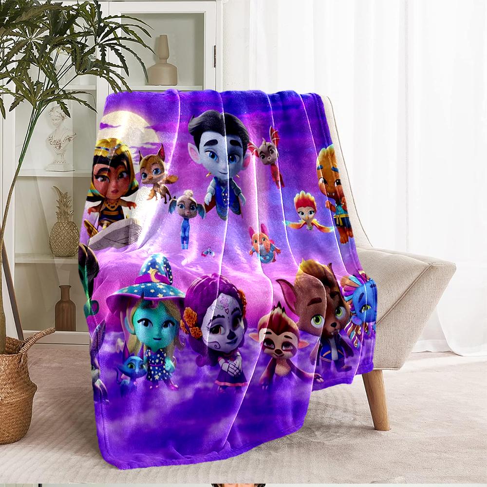 Super Monsters Theme Printed Blanket - Perfect for Couch, Bed, Travel & Outdoor Use | Machine Washable, Cozy & Durable.