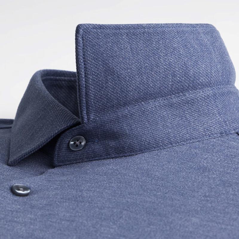 SANSAN Men's Brushed Wool Blend Twill Business Casual Long-Sleeve Shirt