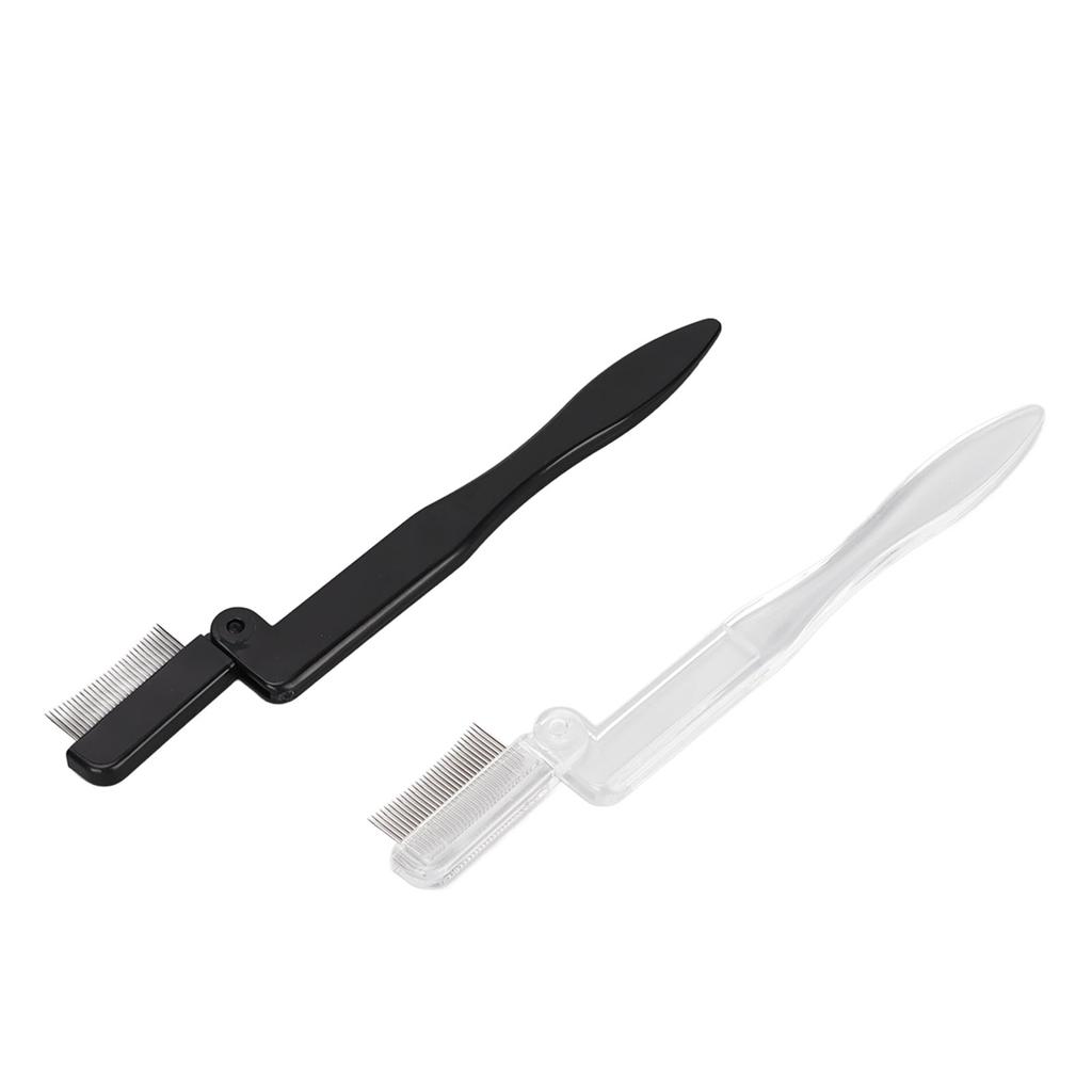 Eyelash Comb Foldable Stainless Steel Teeth Mascara Applicator Eyebrow Grooming Brush 2pcs