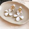 Fresh Summer Silver Needle with Diamonds, Dripping Oil Flower Stud Earrings, Sweet Vacation Style Earrings, New Earrings.