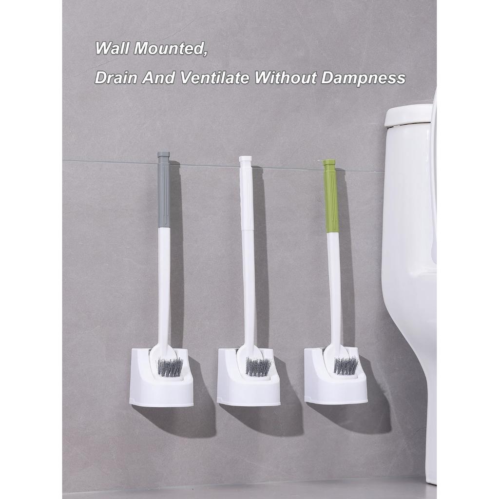 PP Dual Head Toilet Brush with Base for Cleaning No Dead Corners Toilet Squat Toilet with Extended Hard Bristles for Special Use