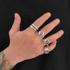 Ingemark 4Pcs/Set Punk Retro Five-Pointed Star Spiral Wide Rings Men Creative Hip-Hop Thick Finger Rings Set Steampunk Jewelry