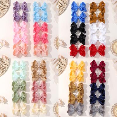 10 Pièces/lot 4 pouces Nœuds en Ruban Couleur Unie Pinces à Cheveux Set Nœud de Pom-pom girl Douces Pinces à Cheveux pour Enfants Nouvelles Pinces de Couleur