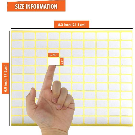 Pack of 4950, 45 Sheet White Rectangle Labels Small Blank Stickers Self Adhesive Writable Stickers for Office Home DIY Craft Supplies 0.5 x 0.75 Inch